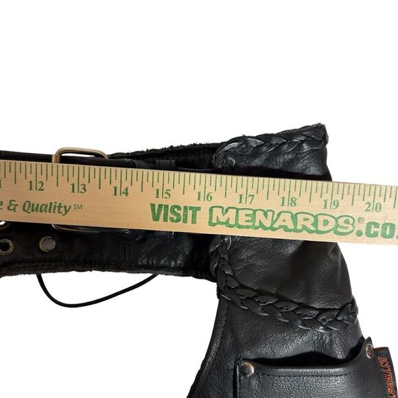 Unisex Interstate Leather Black Motorcycle Biker Riding Chaps Adjustable S - Picture 10 of 16